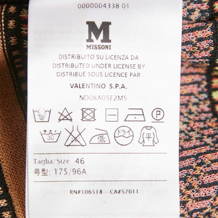 Pre Owned M Missoni Beige Floral Pattern Knit Full Sleeve Cardigan L
