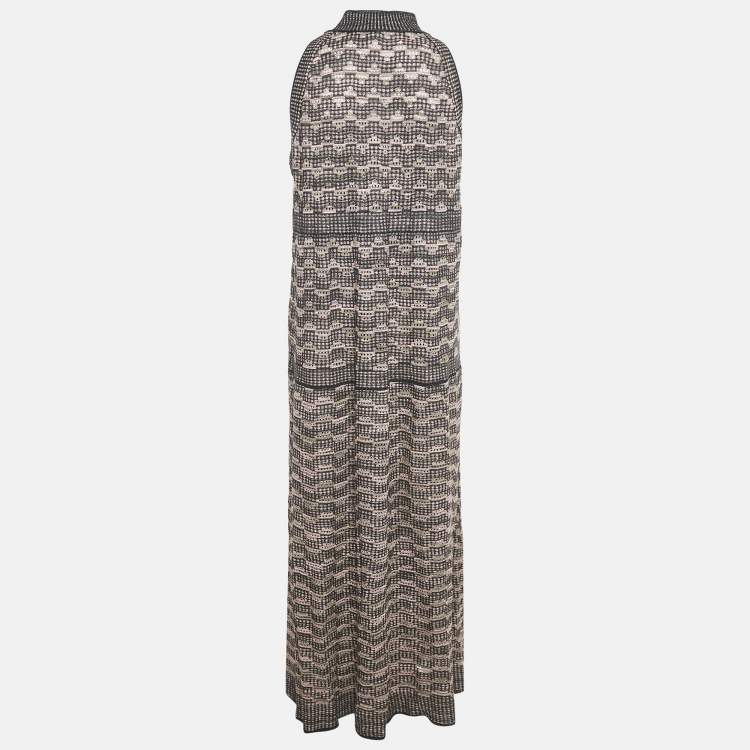 Pre Owned M Missoni Black/Pink Patterned Lurex Knit Maxi Dress L