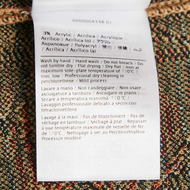 Pre Owned M Missoni Beige/Green Floral Pattern Knit Cardigan S
