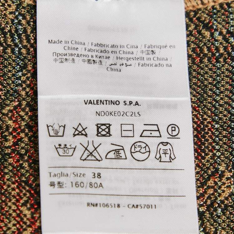 Pre Owned M Missoni Beige/Green Floral Pattern Knit Cardigan S