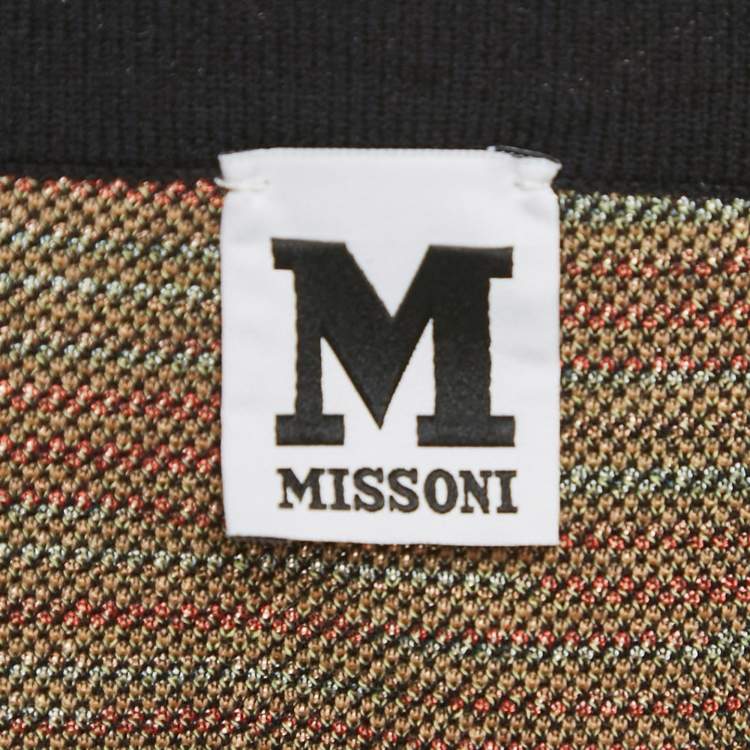 Pre Owned M Missoni Beige/Green Floral Pattern Knit Cardigan S