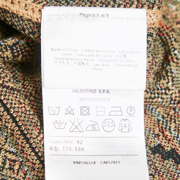 Pre Owned M Missoni Beige/Green Floral Pattern Knit Long Sleeve Midi Dress M