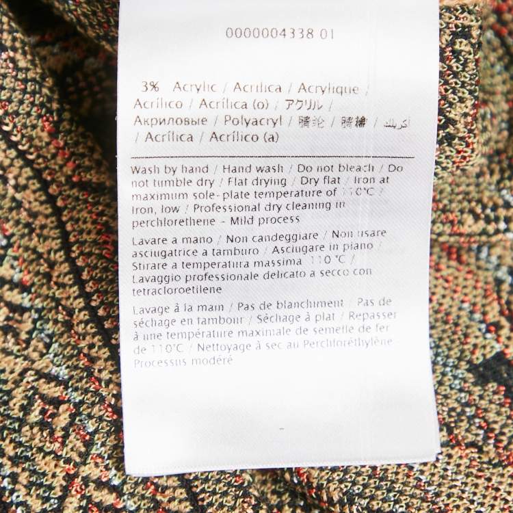 Pre Owned M Missoni Beige/Green Floral Pattern Knit Long Sleeve Midi Dress M