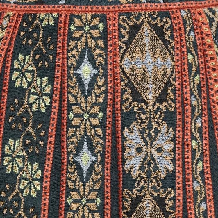Pre Owned M Missoni Green Floral Striped Knit Midi Skirt S