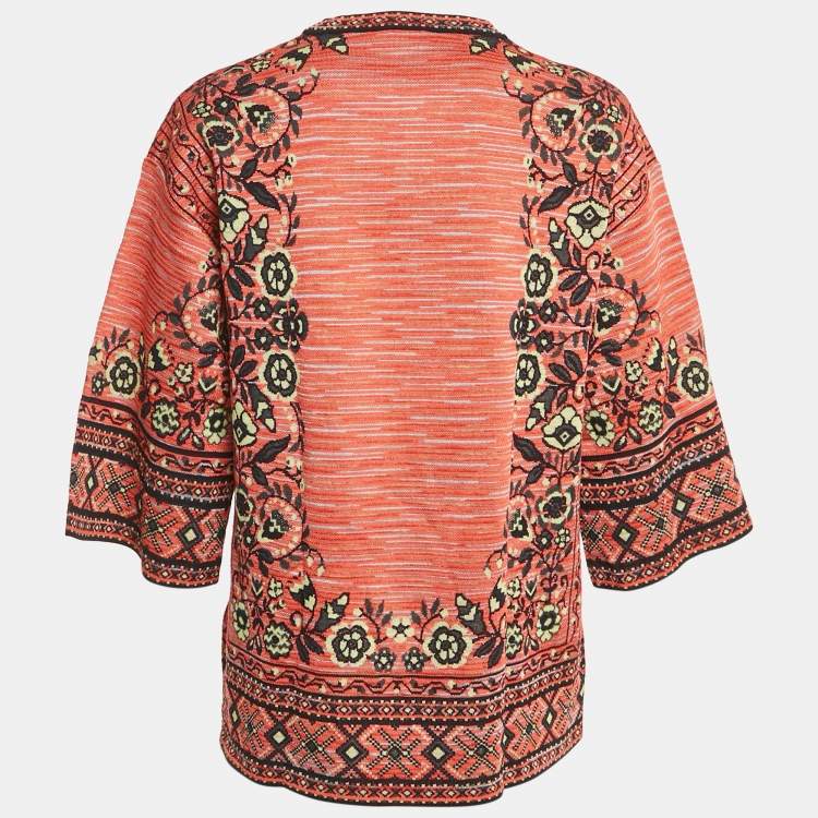 Pre Owned M Missoni Pink Floral Patterned Knit Top L