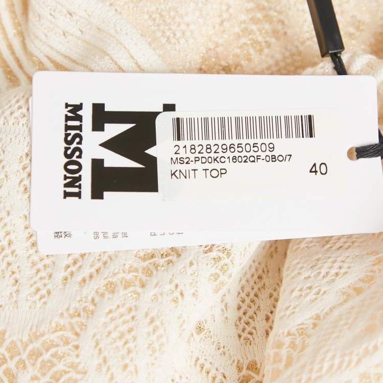 Pre Owned M Missoni White Lurex Knit Top L