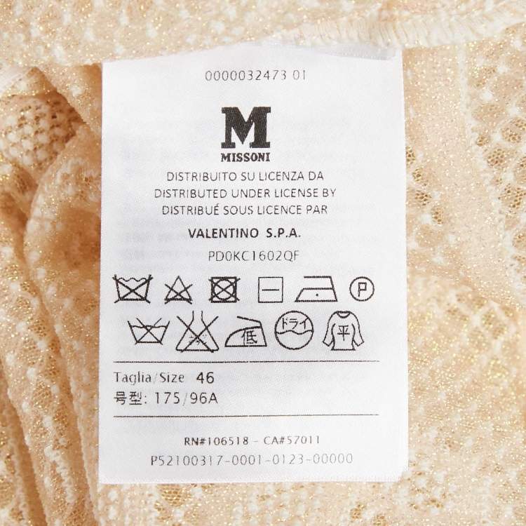 Pre Owned M Missoni White Lurex Knit Top L