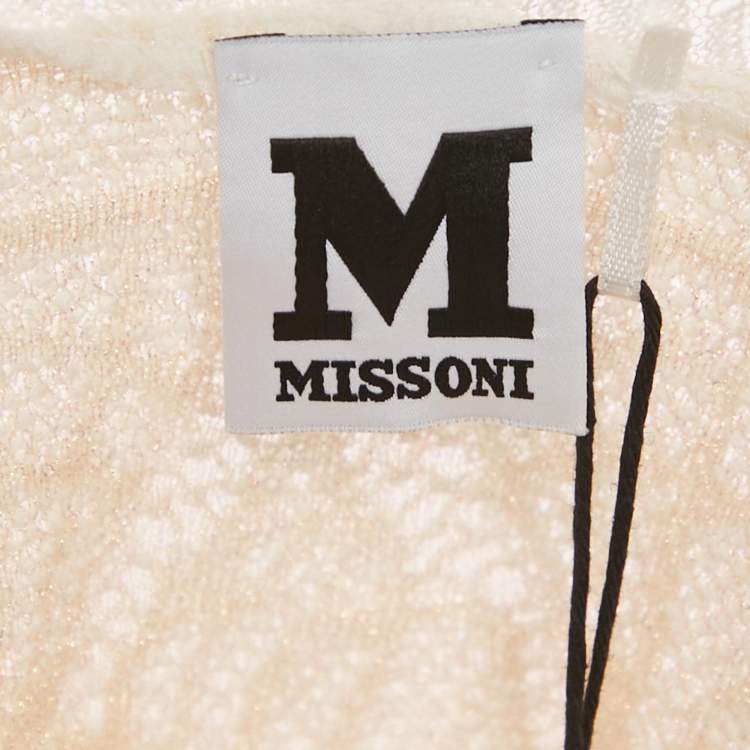 Pre Owned M Missoni White Sea Shell Pattern Lurex Knit Top S