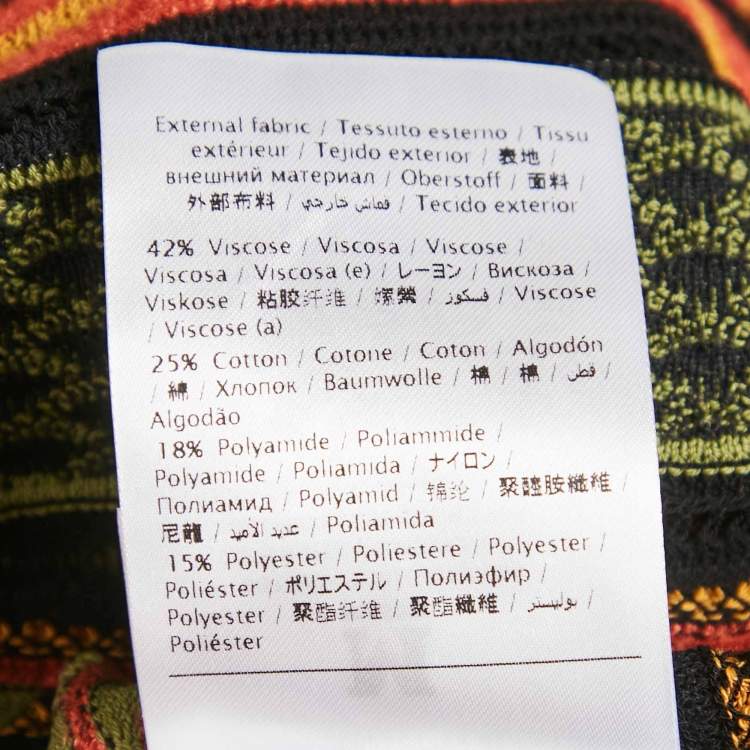 Pre Owned M Missoni Green/Black Patterned Knit Long Sleeve Top L