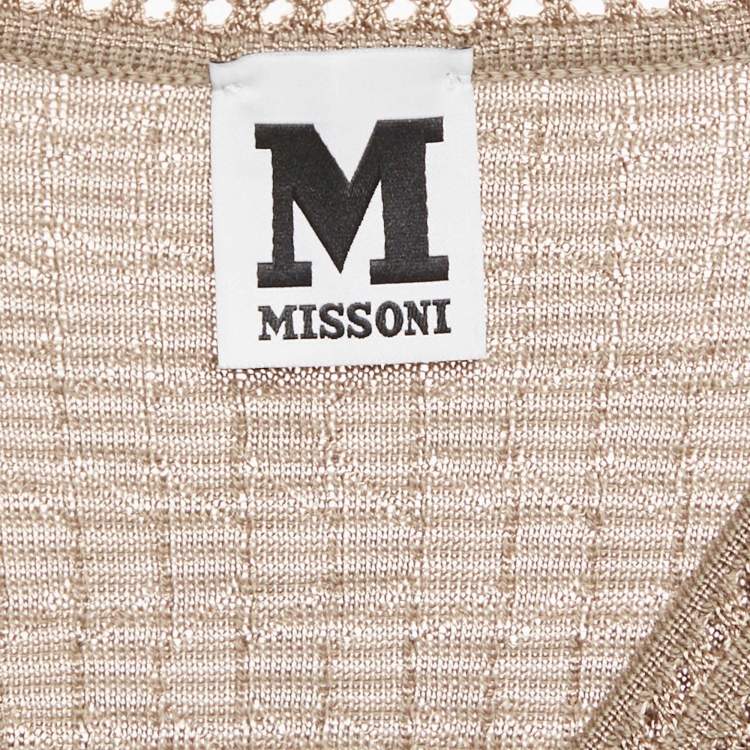 Pre Owned M Missoni Brown Patterned Knit V-Neck Vest Top S