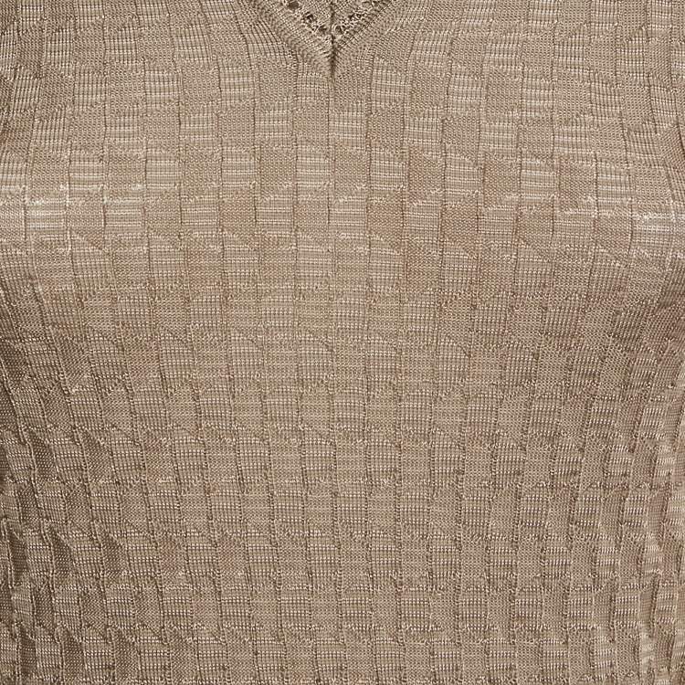 Pre Owned M Missoni Brown Patterned Knit V-Neck Vest Top S