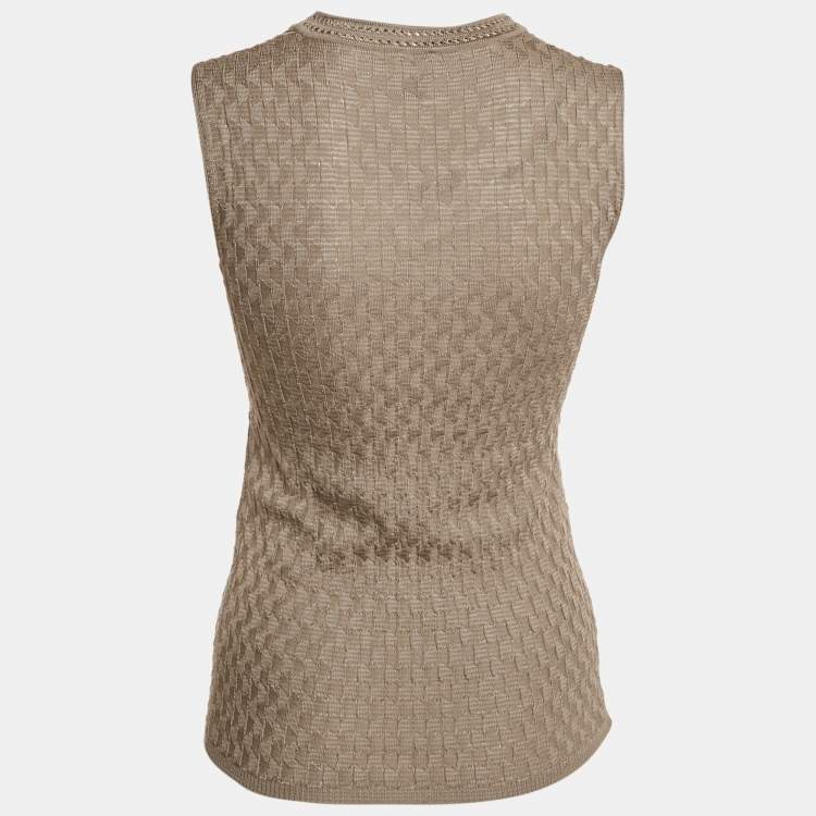 Pre Owned M Missoni Brown Patterned Knit V-Neck Vest Top S