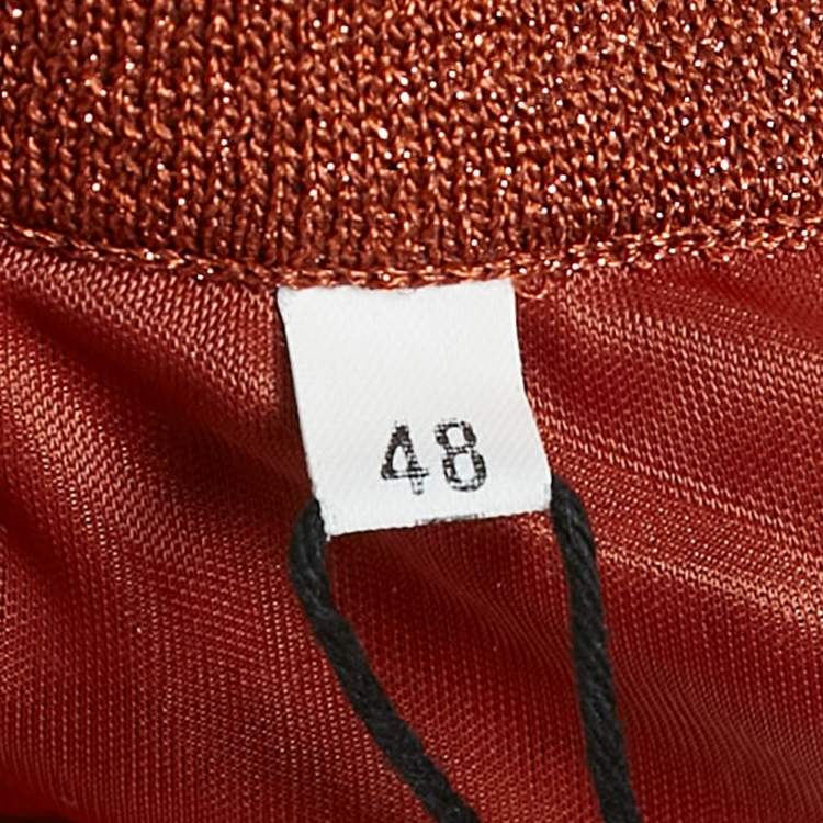 Pre Owned M Missoni Brown Patterned Lurex Knit Maxi Skirt L