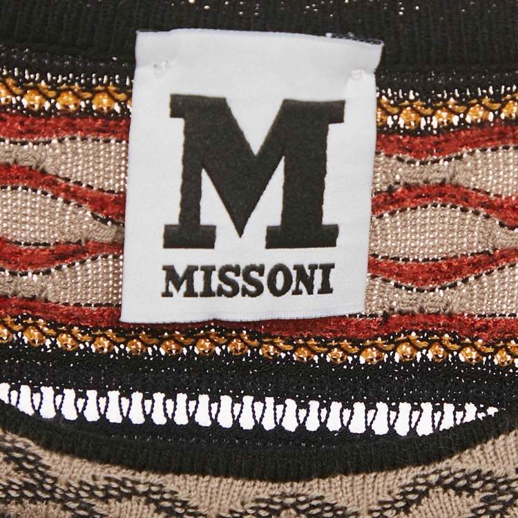 Pre Owned M Missoni Brown/Black Patterned Knit Top M