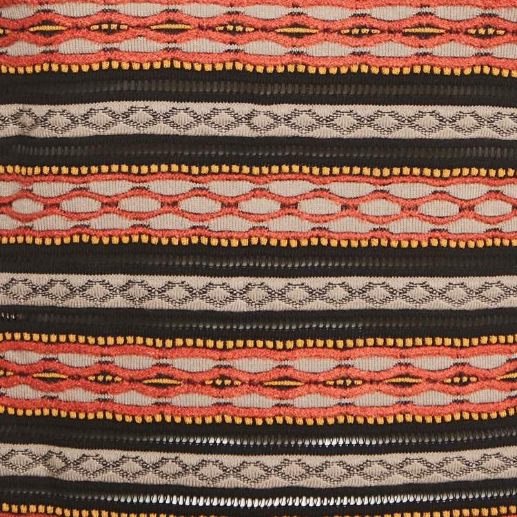 Pre Owned M Missoni Brown/Black Patterned Knit Top M