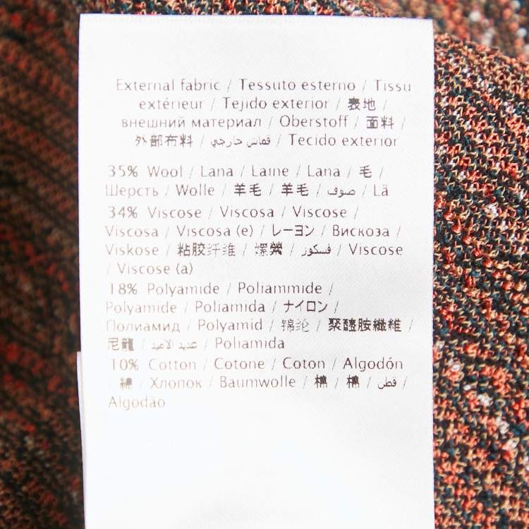 Pre Owned M Missoni Brown Floral Pattern Knit Cardigan M