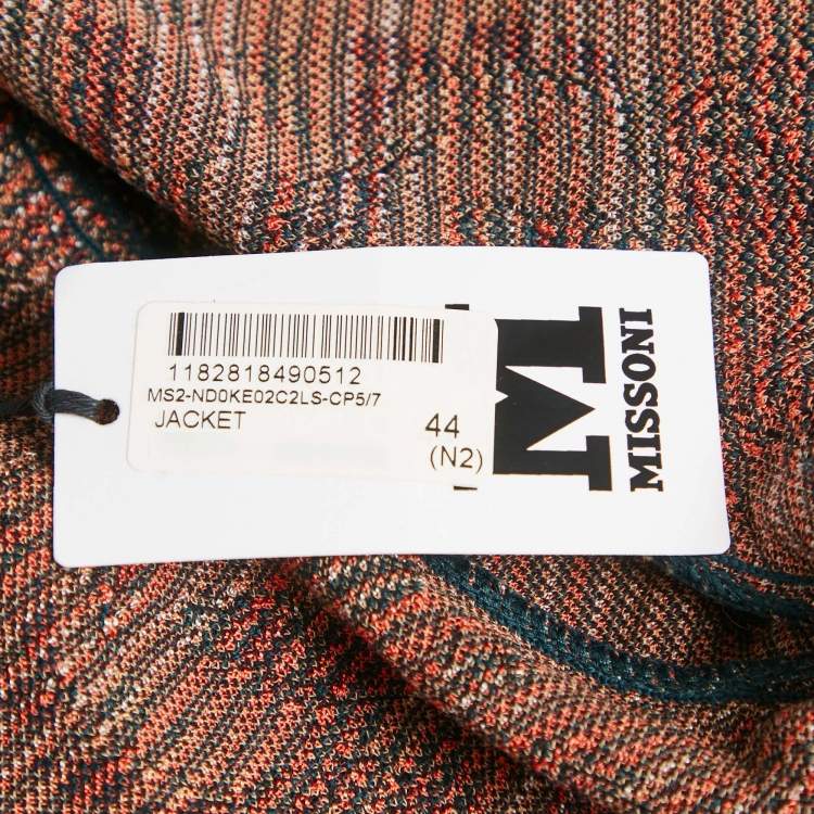 Pre Owned M Missoni Brown Floral Pattern Knit Cardigan M
