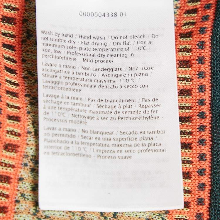 Pre Owned M Missoni Teal Green/Orange Floral Pattern Knit Cardigan M