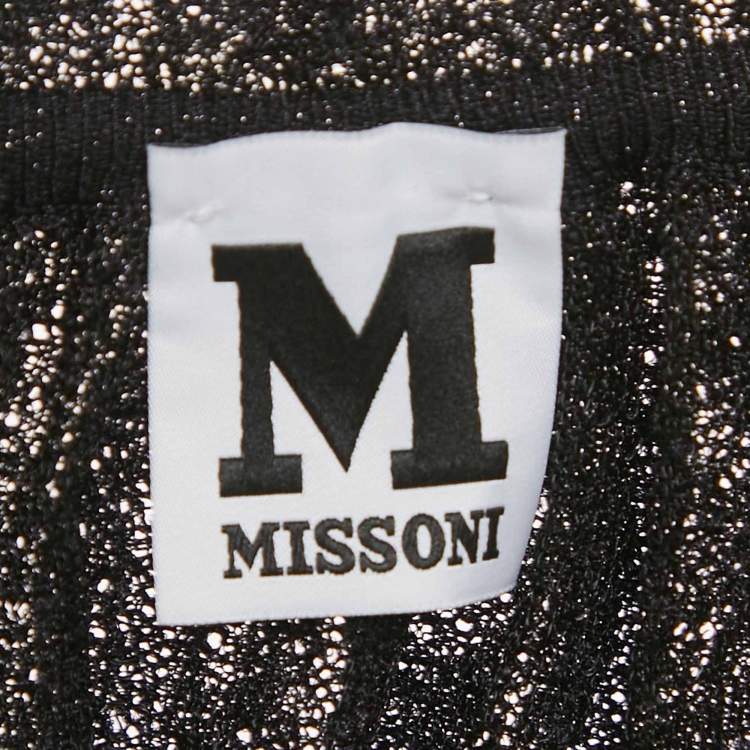 Pre Owned M Missoni Black Lurex Knit Gathered Sleeveless Top L