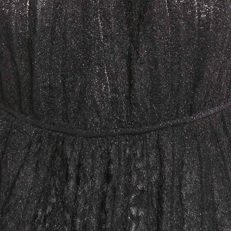 Pre Owned M Missoni Black Lurex Knit Gathered Sleeveless Top L