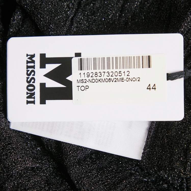 Pre Owned M Missoni Black Lurex Knit Gathered Sleeveless Top M