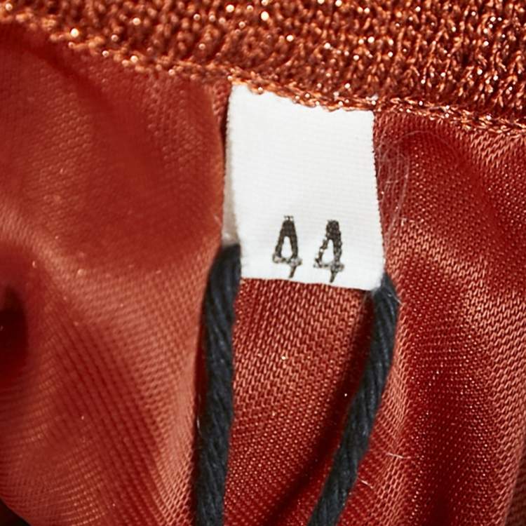 Pre Owned M Missoni Orange Lurex Knit Pleated Maxi Skirt M
