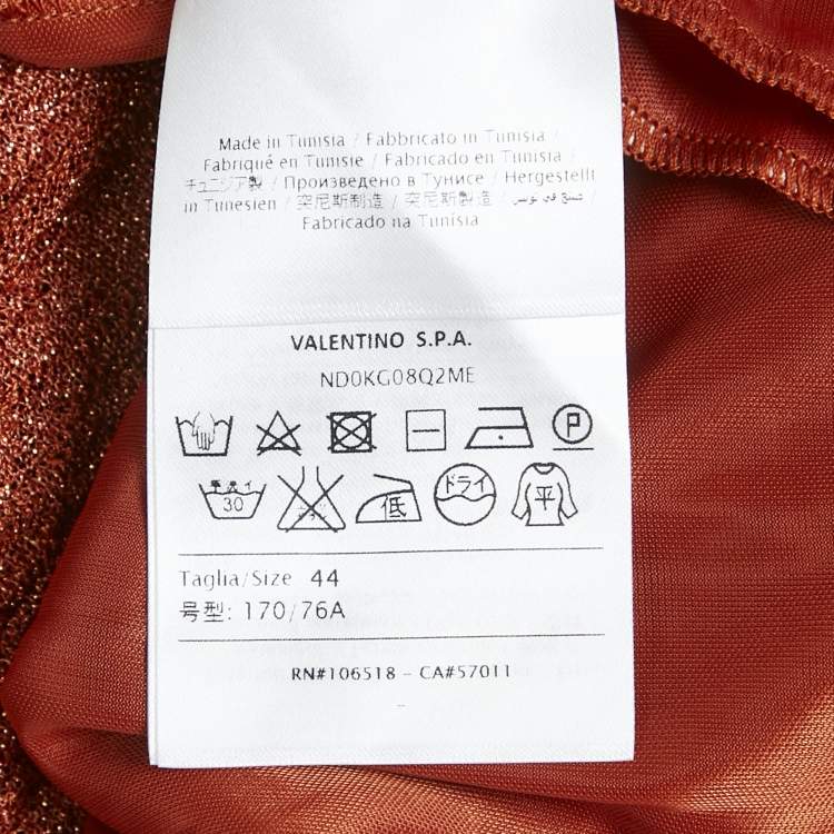 Pre Owned M Missoni Orange Lurex Knit Pleated Maxi Skirt M
