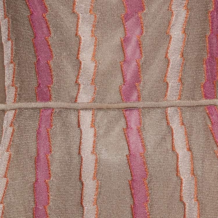 Pre Owned M Missoni Brown Striped Lurex Knit Maxi Dress M