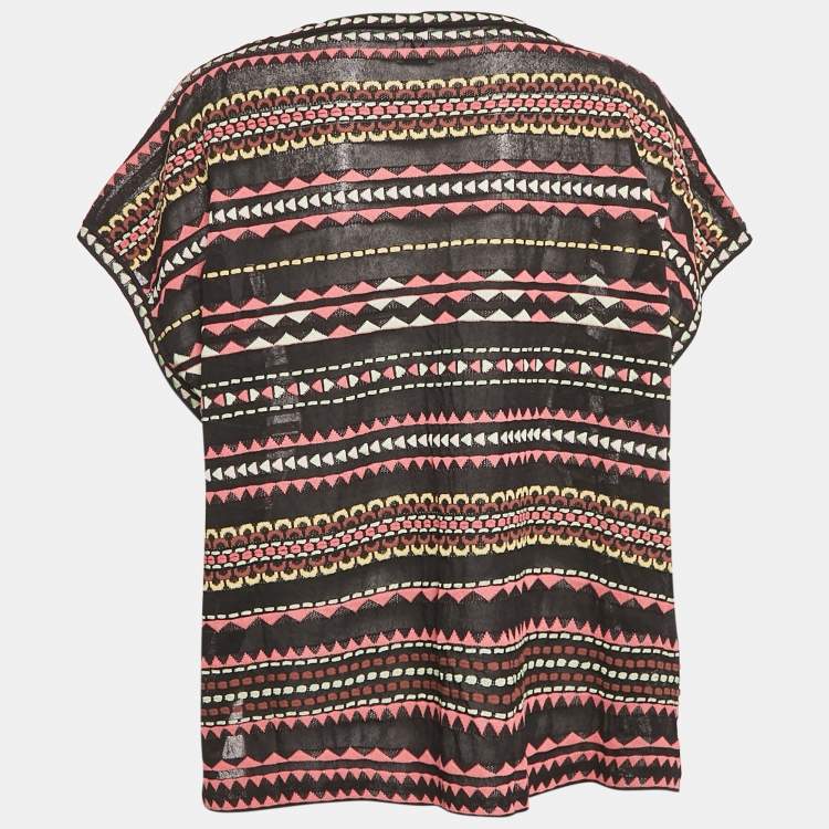 Pre Owned M Missoni Black Patterned Knit Top L
