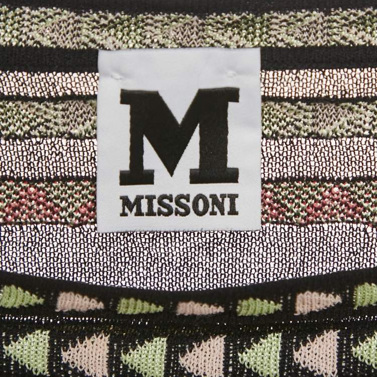 Pre Owned M Missoni Black Patterned Knit Top L