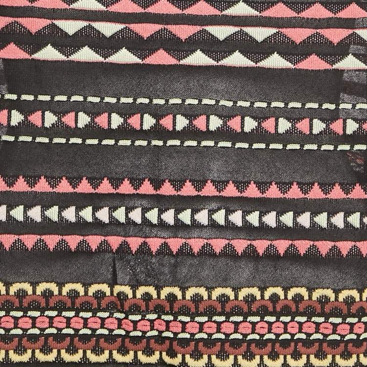 Pre Owned M Missoni Black Patterned Knit Top L