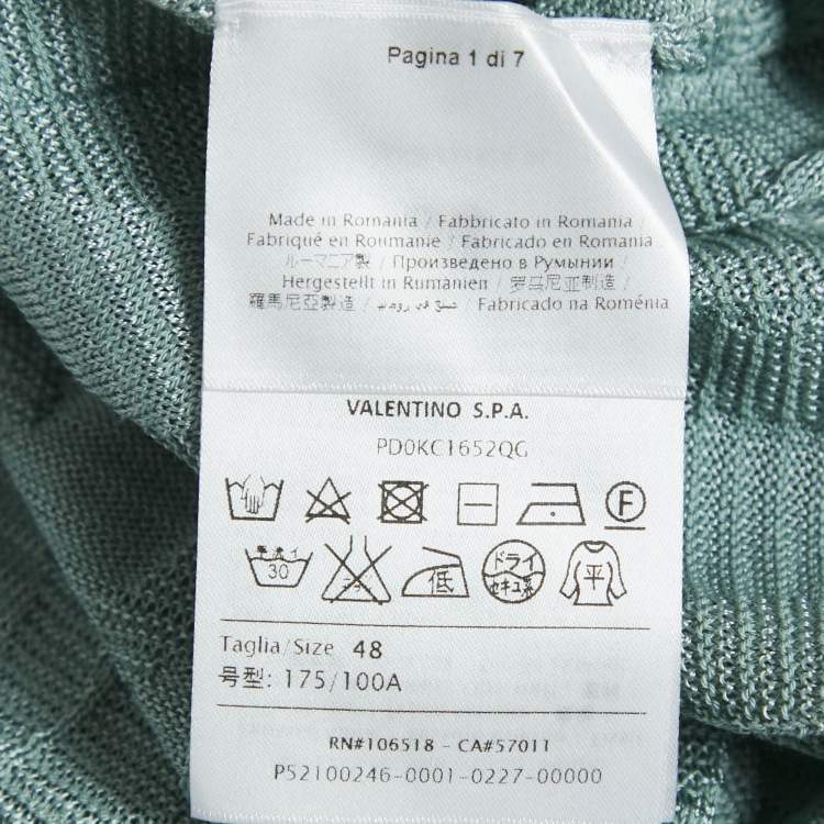 Pre Owned M Missoni Green Patterned Knit Short Sleeve Top L