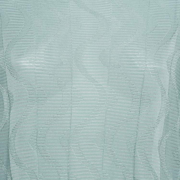 Pre Owned M Missoni Green Patterned Knit Short Sleeve Top L