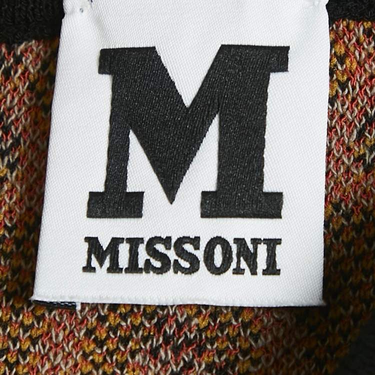 Pre Owned M Missoni Brown Floral Pattern Knit Flared Midi Dress L 
