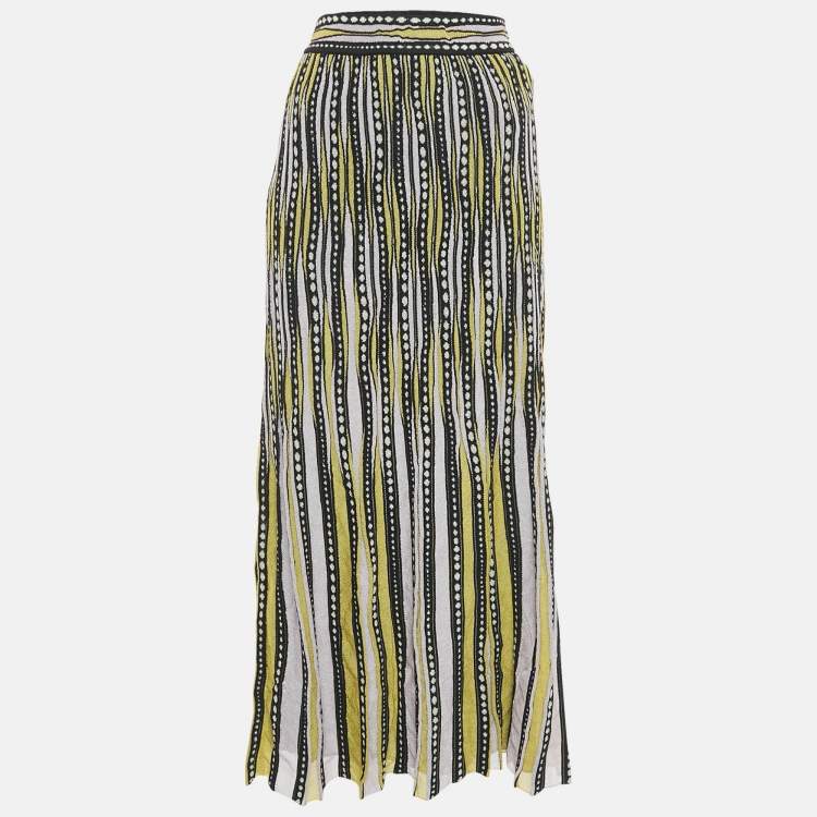 Pre Owned M Missoni Pink/Black Patterned Lurex Knit Maxi Skirt S
