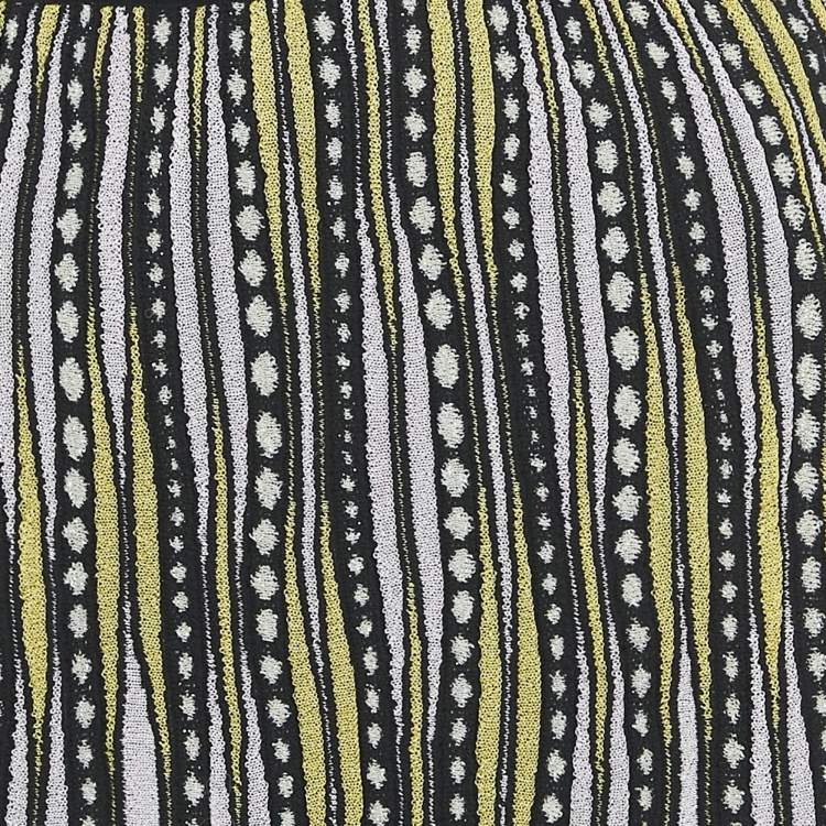 Pre Owned M Missoni Pink/Black Patterned Lurex Knit Maxi Skirt S