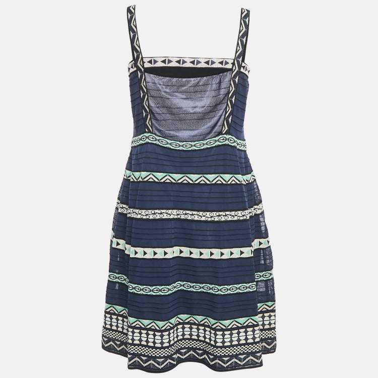 مملوكة مسبقًا M Missoni Navy Patterned Knit Dress L