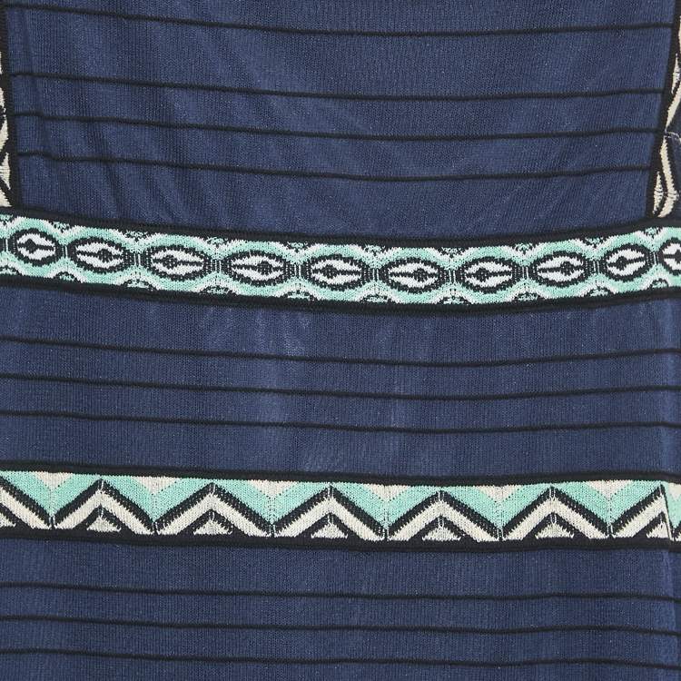 مملوكة مسبقًا M Missoni Navy Patterned Knit Dress L