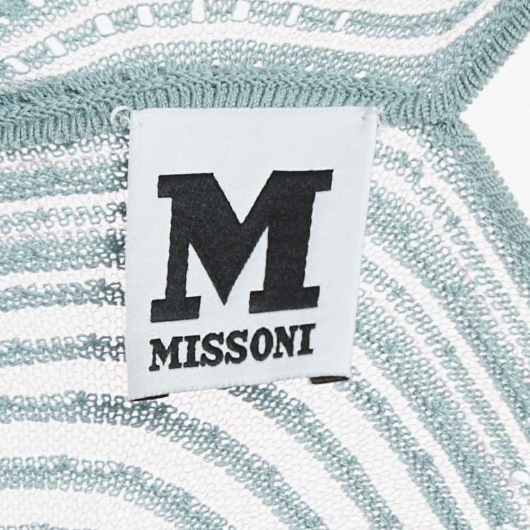 Pre Owned M Missoni Blue Sea Shell Lurex Knit Short Skirt L