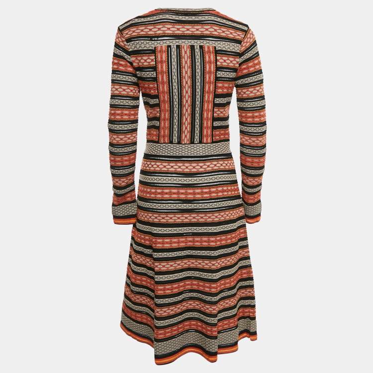 Pre Owned M Missoni Multicolor Patterned Knit Full Sleeve Midi Dress M