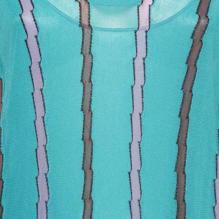 Pre Owned M Missoni Green Patterned Knit Maxi Dress L
