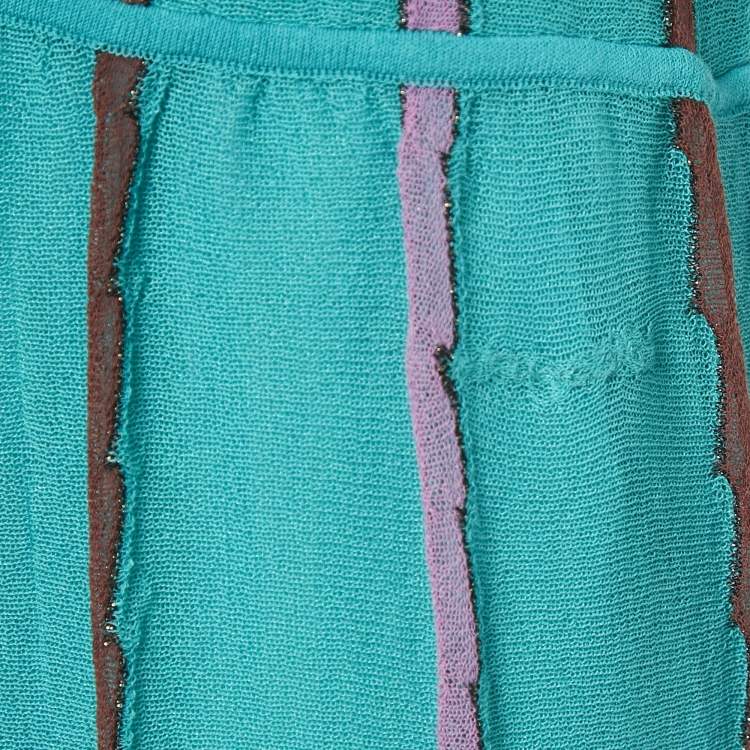 Pre Owned M Missoni Green Patterned Knit Maxi Dress L