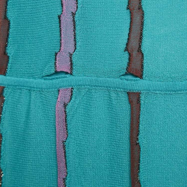 Pre Owned M Missoni Green Patterned Knit Maxi Dress L