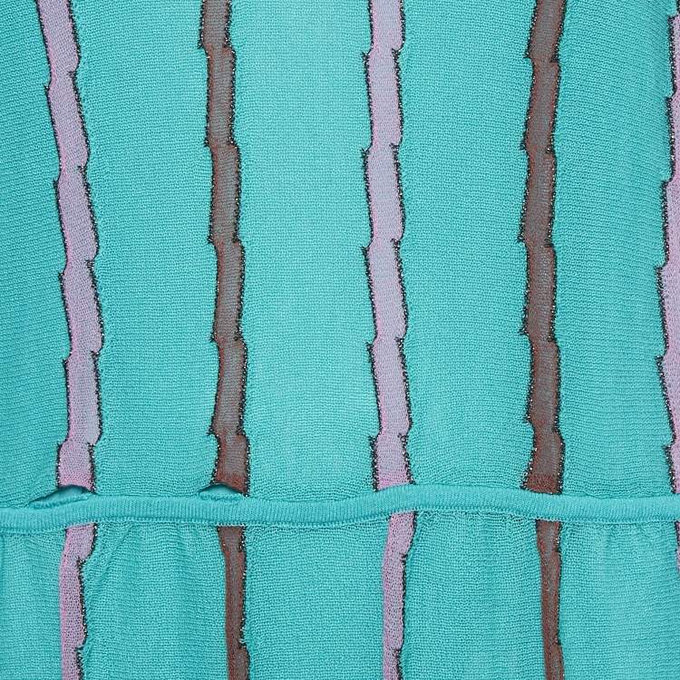 Pre Owned M Missoni Green Patterned Knit Maxi Dress L