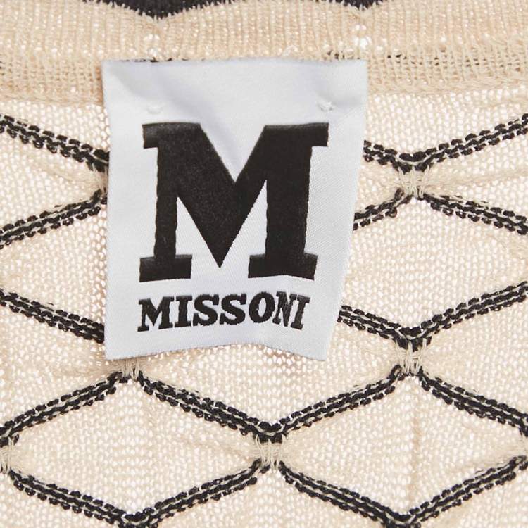 Pre Owned M Missoni Cream Patterned Knit Mini Dress L