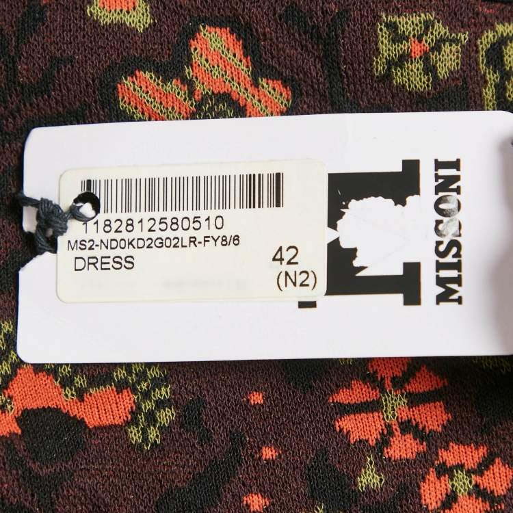 Pre Owned M Missoni Multicolor/Burgundy Patterned Knit Sleeveless Dress M