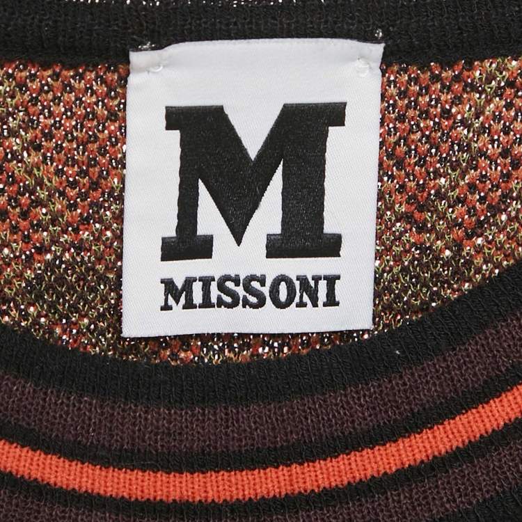 Pre Owned M Missoni Multicolor/Burgundy Patterned Knit Sleeveless Dress M