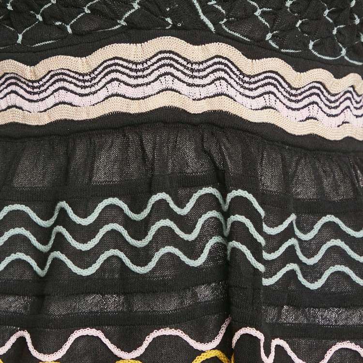 Pre Owned M Missoni Black Patterned Knit Sleeveless Sweater Top M