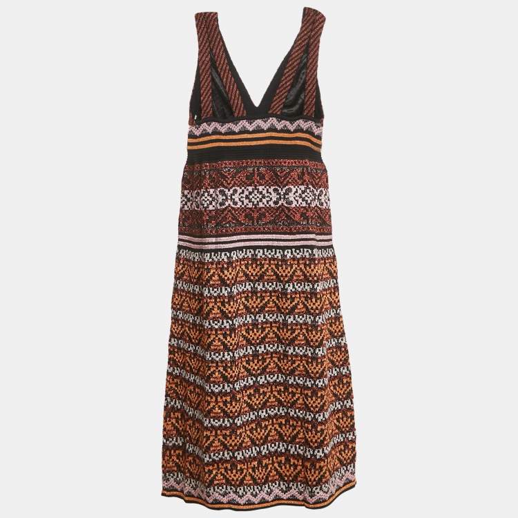 Pre Owned M Missoni Metallic Lurex Knit Sleeveless Dress M