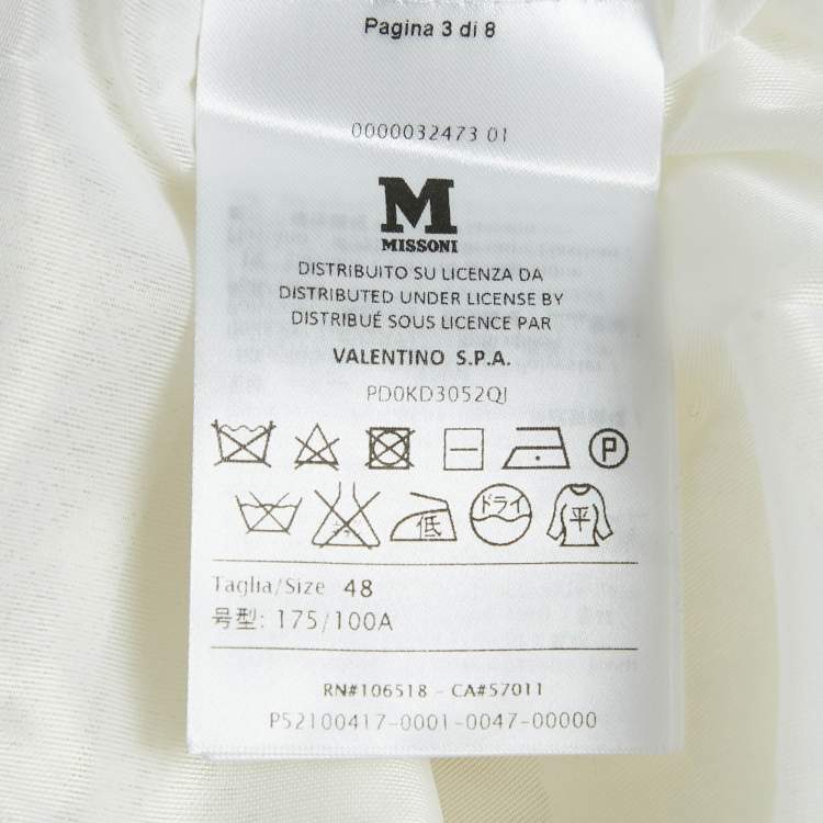 Pre Owned M Missoni White Patterned Knit Sleeveless Long Dress L